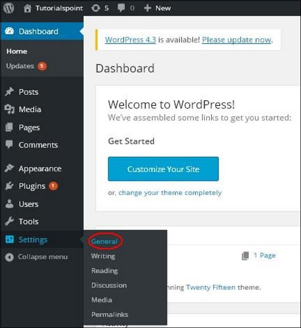 WordPress – General Setting