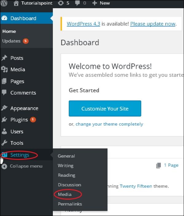 WordPress – Media Setting