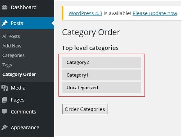 WordPress – Arrange Categories