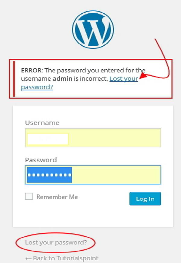 WordPress – Reset Password