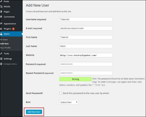 WordPress – Add Users