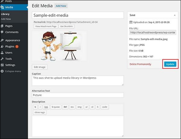 WordPress – Edit Media