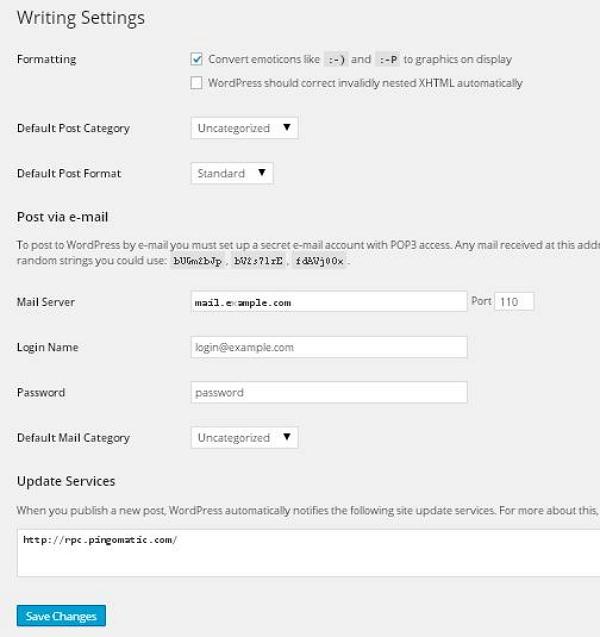 WordPress – Writing Setting