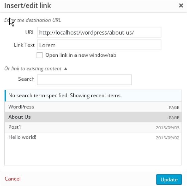 WordPress – Edit Links