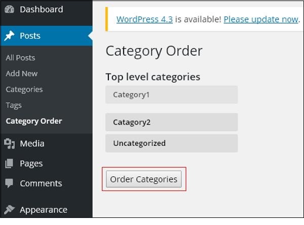 WordPress arrange category